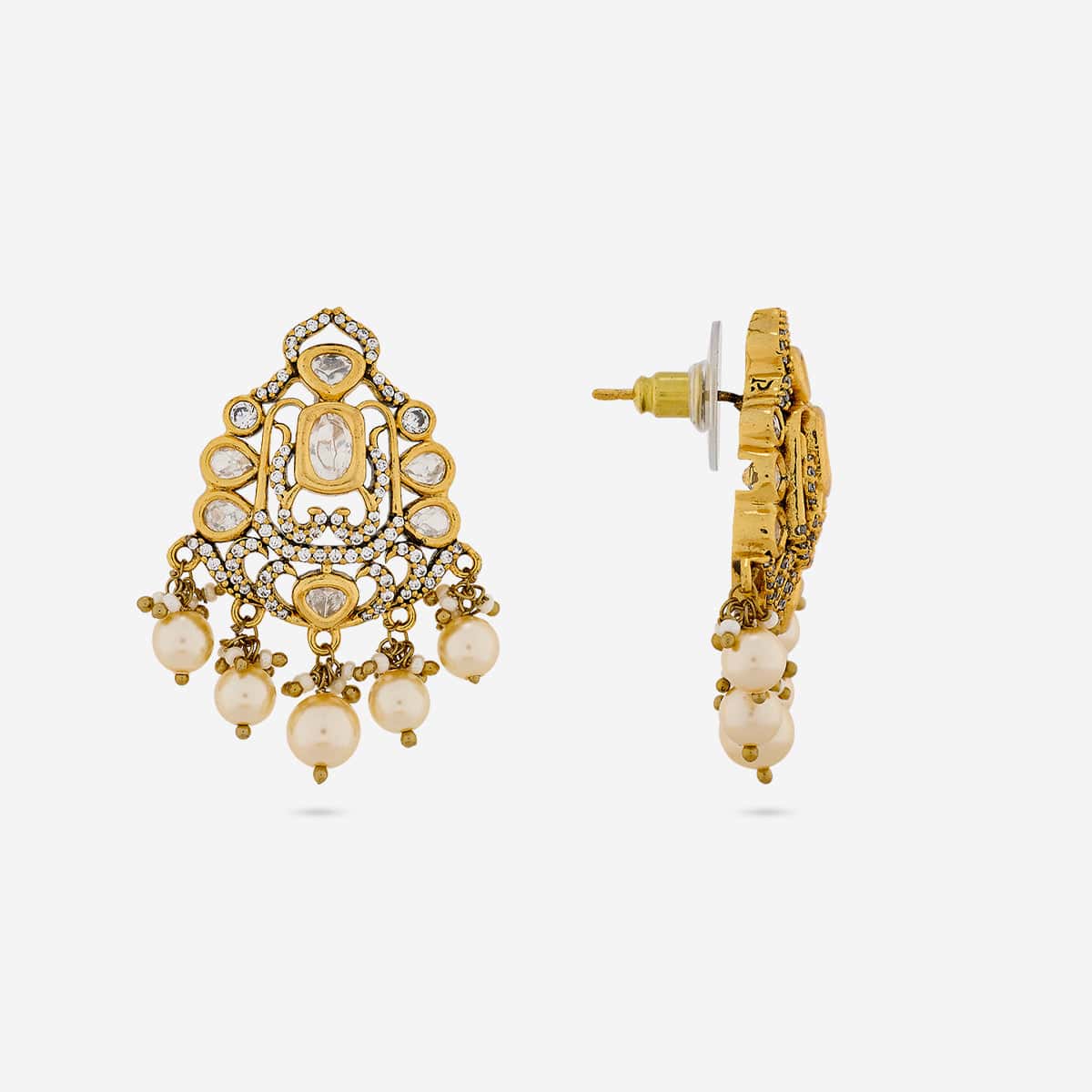 Kundan Polki Necklace Color White Polish Victorian