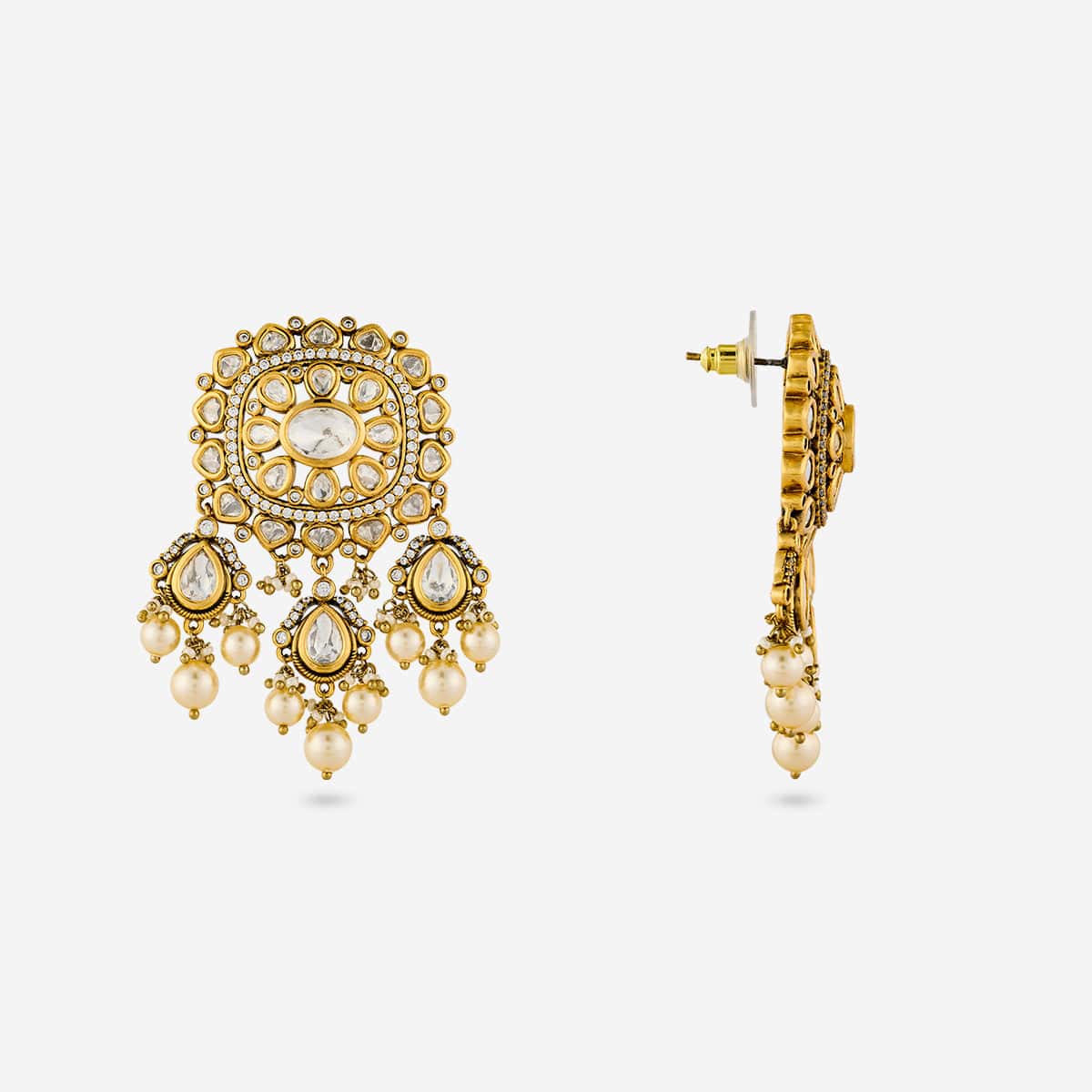 Kundan Polki Necklace Color White Polish Victorian