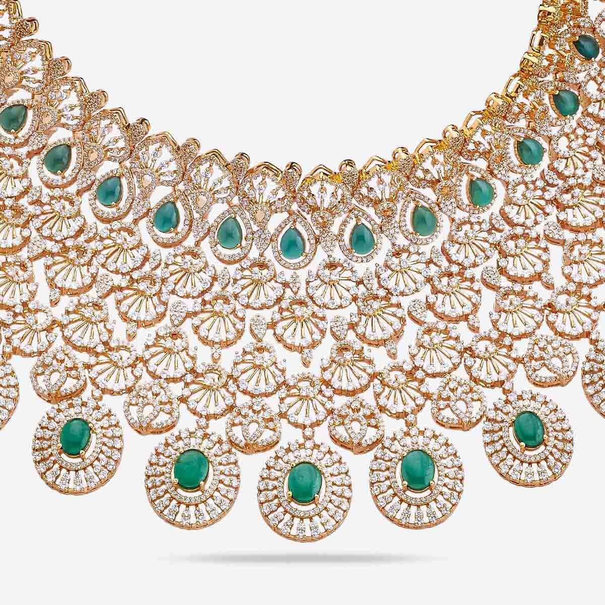 Zircon Necklace features radiant green zircon stones