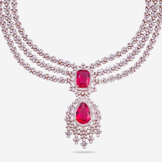 Zircon Necklace Long Necklaces/Haaram Layered