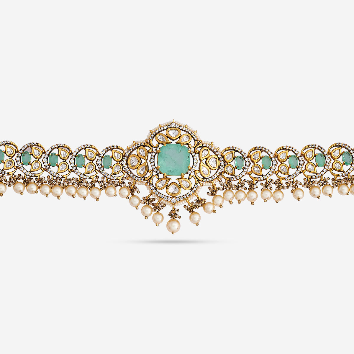 Kundan Polki Necklace Color Green Polish Victorian