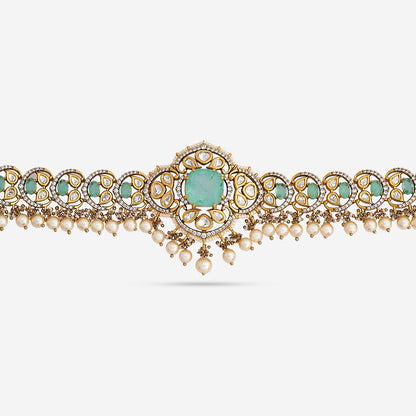 Kundan Polki Necklace Color Green Polish Victorian