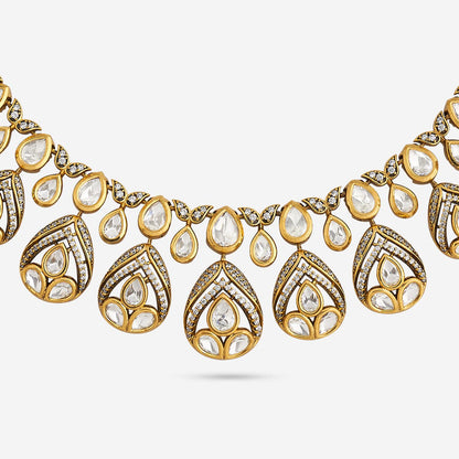 Kundan Polki Necklace Color White Polish Victorian