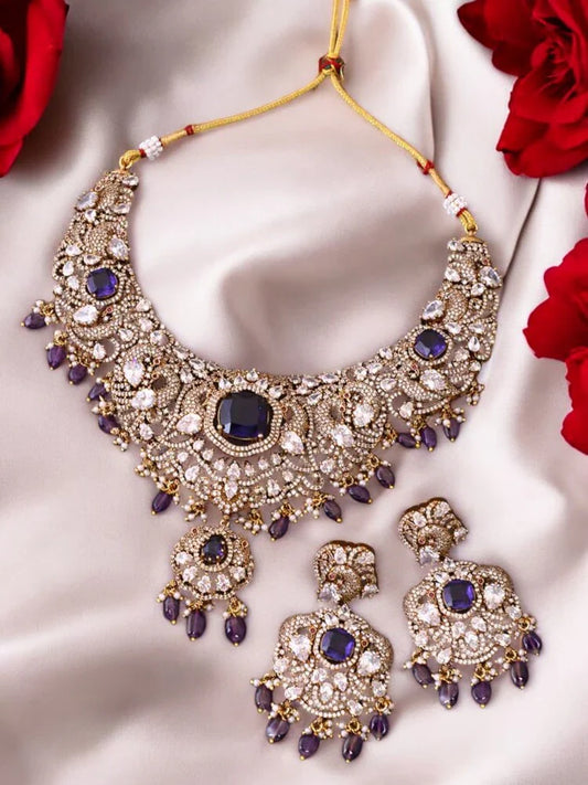 Purple Naavya Victorian Jewellery Set - New Arrival
