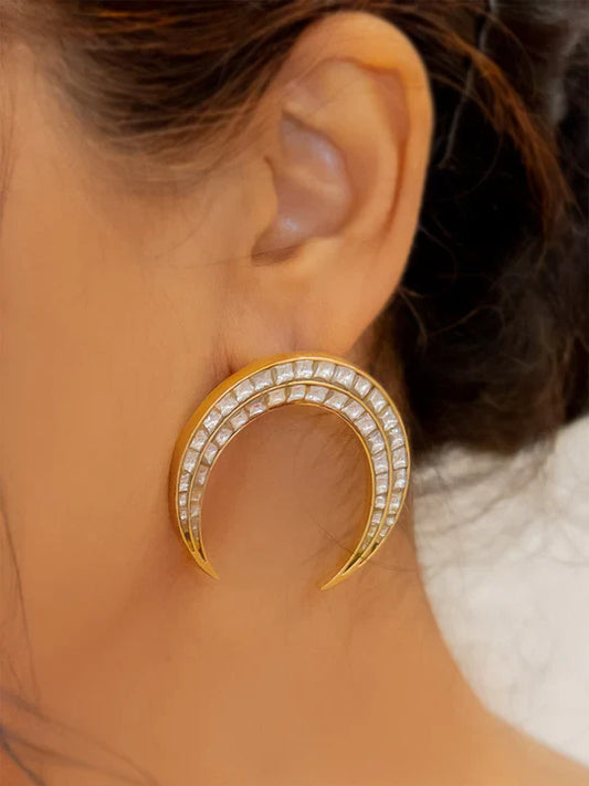 White Color Gold Plated Tver Earrings
