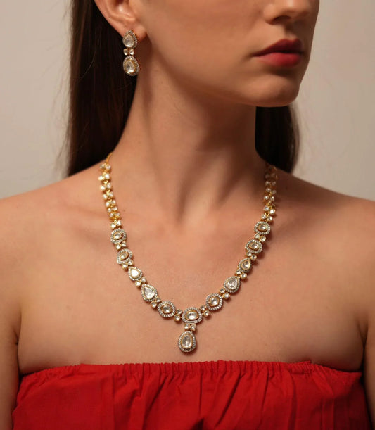 Vasanti Moissanite Polki Necklace Set
