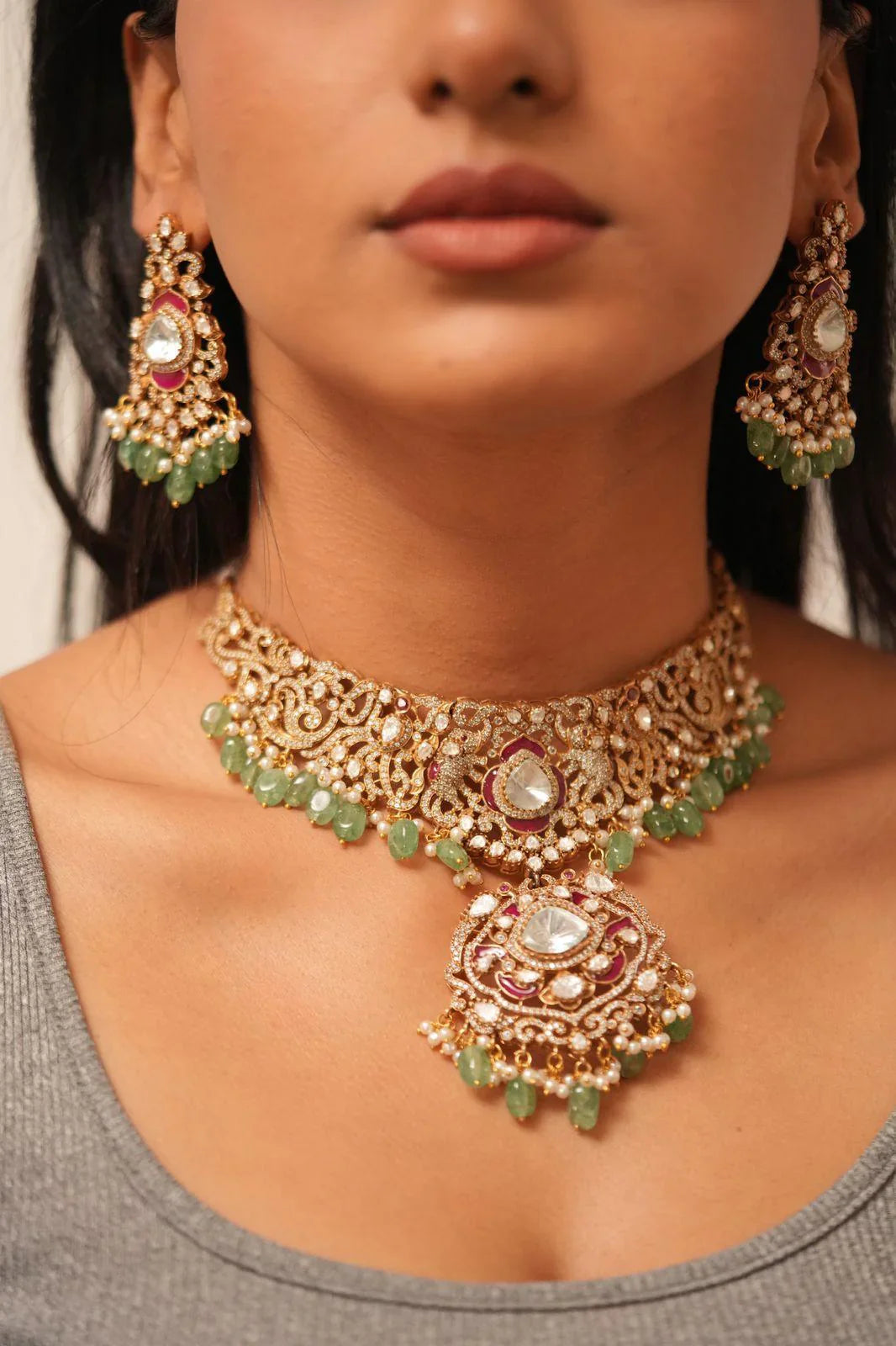 Bridal Choker Set  Antique Gold