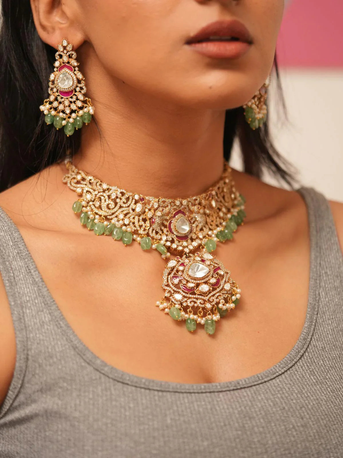 Bridal Choker Set  Antique Gold