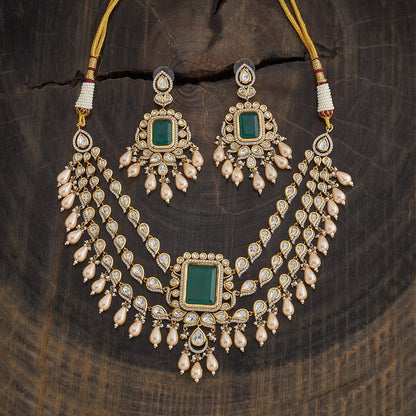Kundan Polki Necklace Color Green Polish Victorian