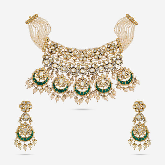 Kundan Polki Necklace Color Green Polish Victorian