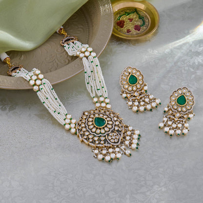 Kundan Polki Necklace Color Green Polish Victorian