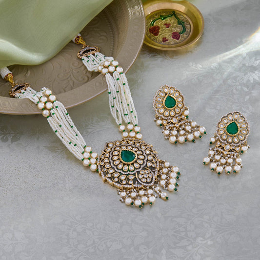 Kundan Polki Necklace Color Green Polish Victorian