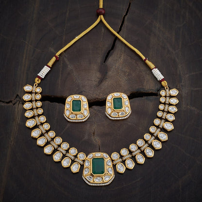 Kundan Polki Necklace Color Green Polish Victorian