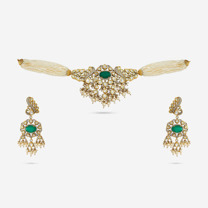 Kundan Polki Necklace Color Green Polish Victorian