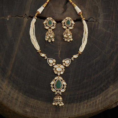 Kundan Polki Necklace Color Green Polish Victorian