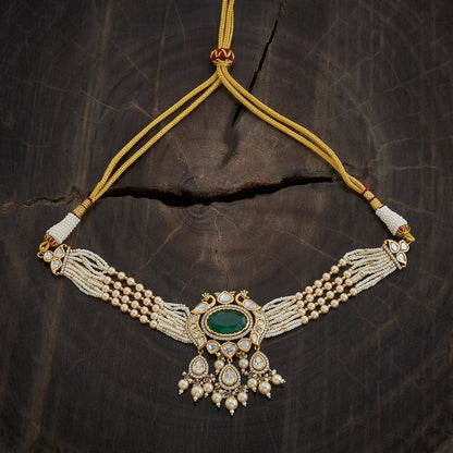 Kundan Polki Necklace Color Green Polish Victorian