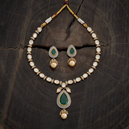 Kundan Polki Necklace Color Green Polish Victorian