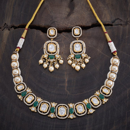 Kundan Polki Necklace Color Green Polish Victorian