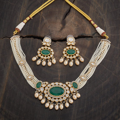 Kundan Polki Necklace Color Green Polish Victorian