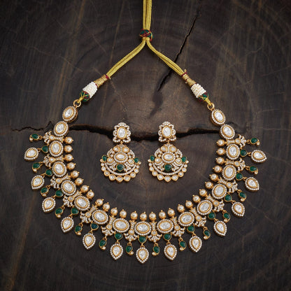 Kundan Polki Necklace Color Green Polish Victorian