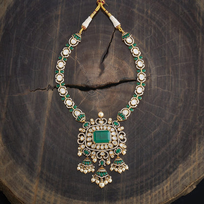 Kundan Polki Necklace Color Green Polish Victorian