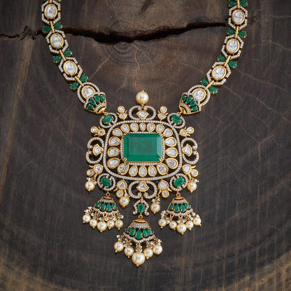 Kundan Polki Necklace Color Green Polish Victorian