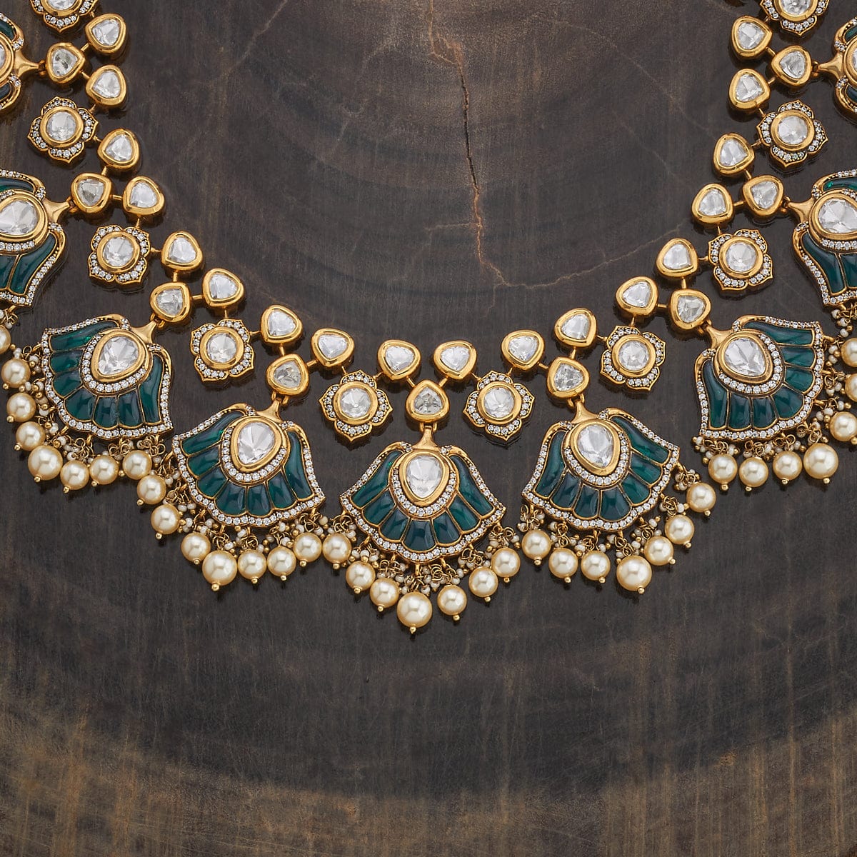 Kundan Polki Necklace Color Green Polish Victorian