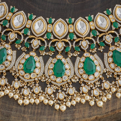 Kundan Polki Necklace Color Green Polish Victorian