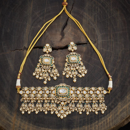 Kundan Polki Necklace Color Green Polish Victorian