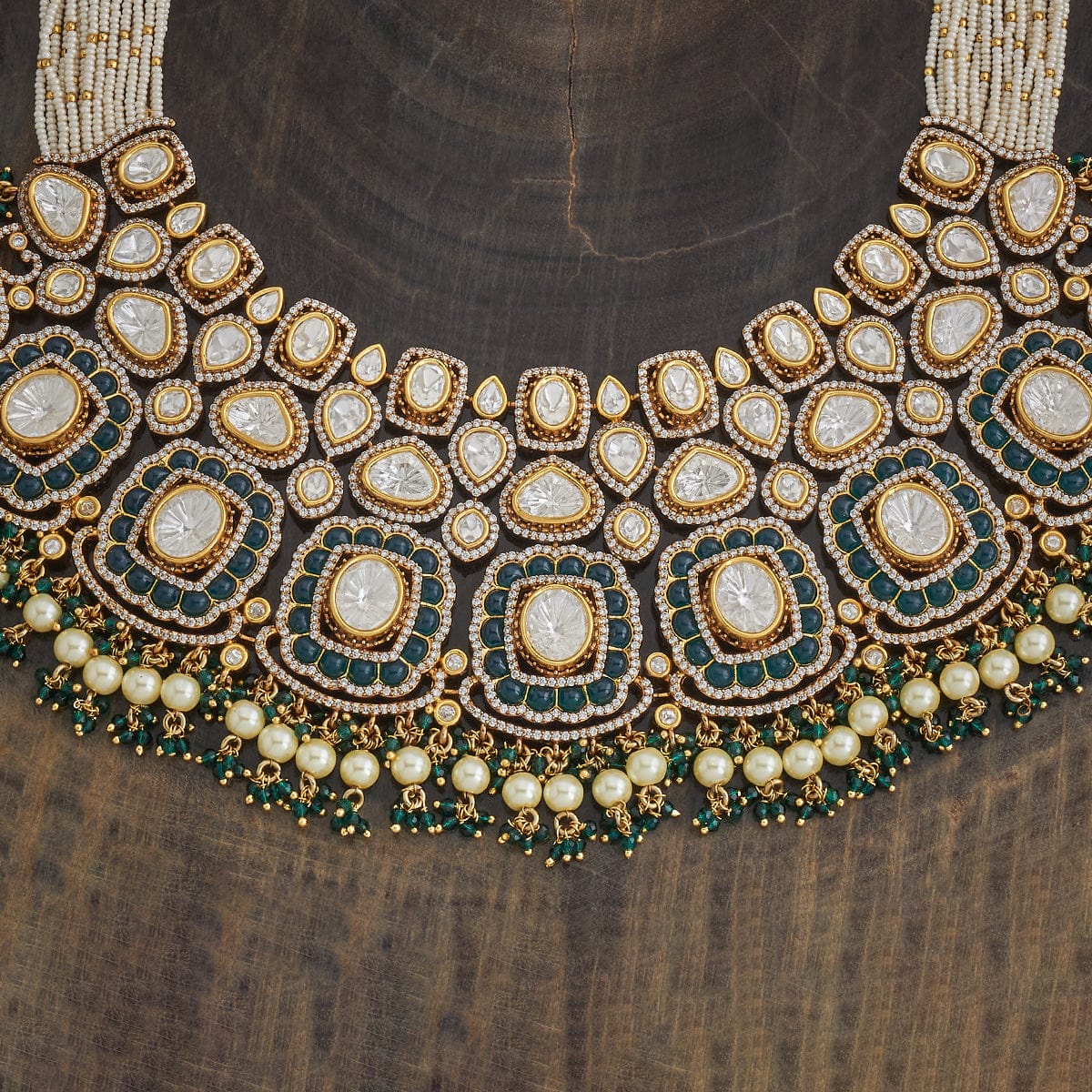 Kundan Polki Necklace Color Green Polish Victorian
