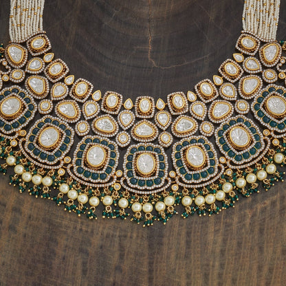 Kundan Polki Necklace Color Green Polish Victorian