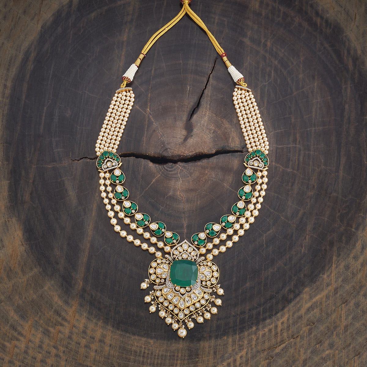 Kundan Polki Necklace Color Green Polish Victorian