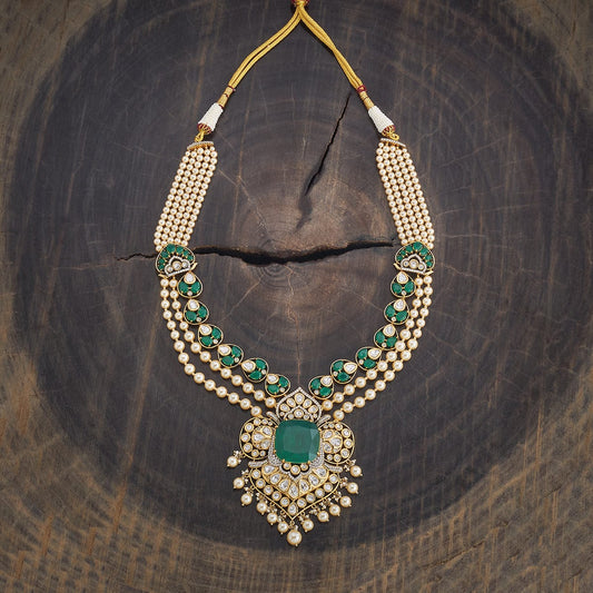 Kundan Polki Necklace Color Green Polish Victorian