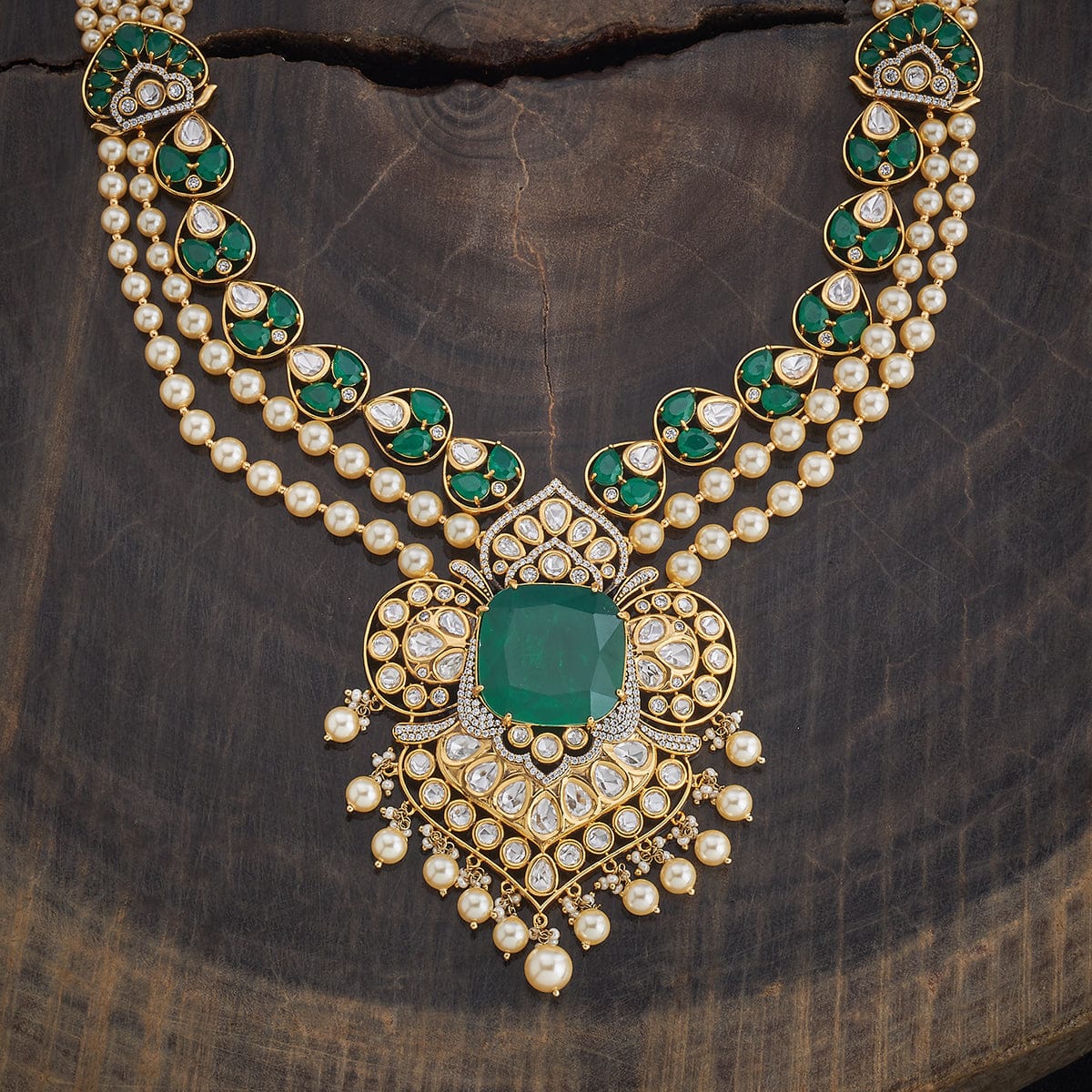 Kundan Polki Necklace Color Green Polish Victorian