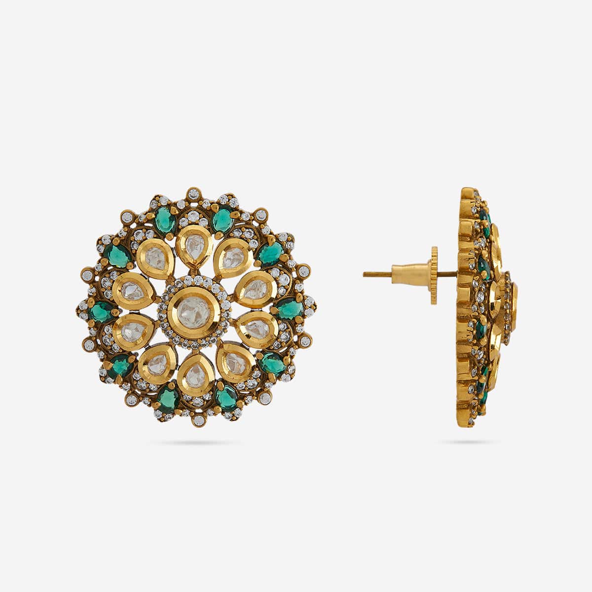 Kundan Polki Necklace Color Green Polish Victorian