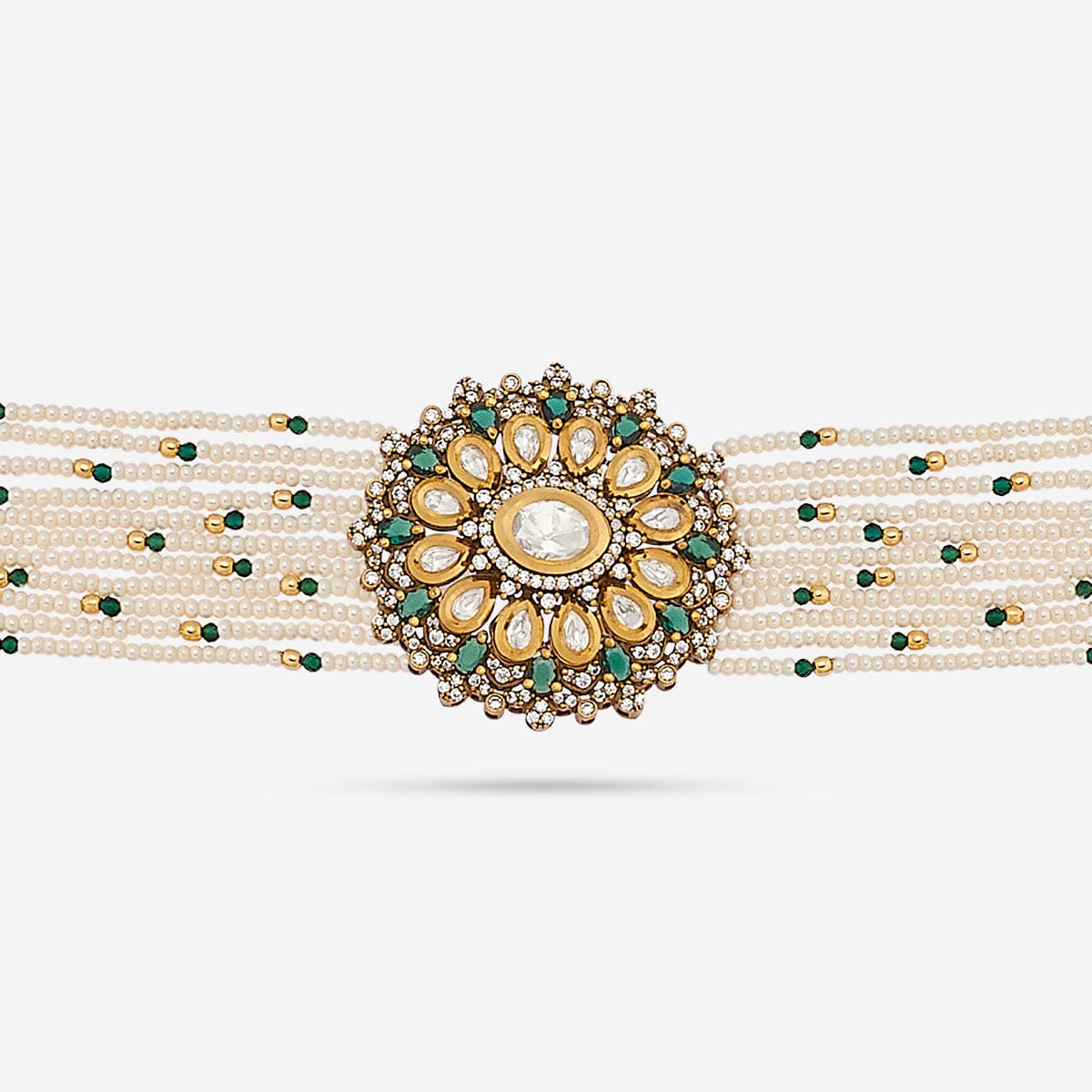 Kundan Polki Necklace Color Green Polish Victorian