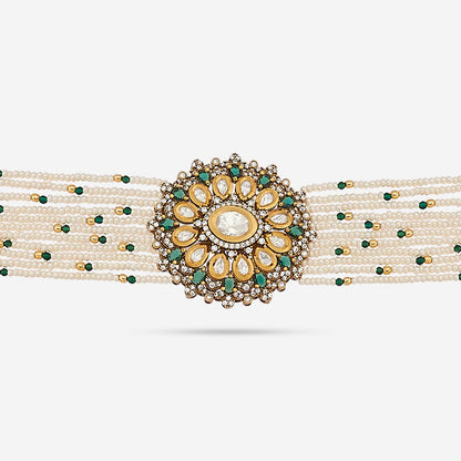 Kundan Polki Necklace Color Green Polish Victorian