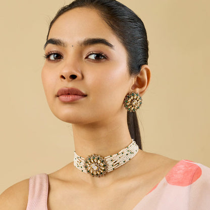 Kundan Polki Necklace Color Green Polish Victorian