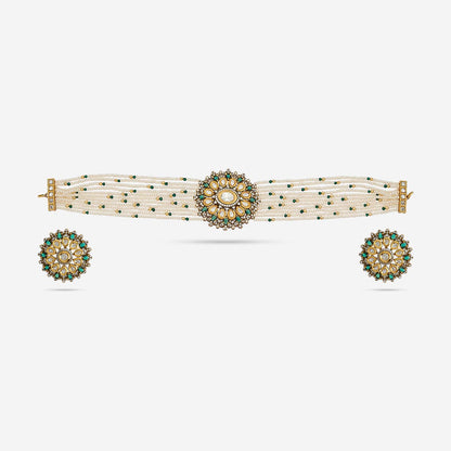 Kundan Polki Necklace Color Green Polish Victorian