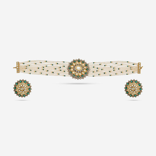 Kundan Polki Necklace Color Green Polish Victorian