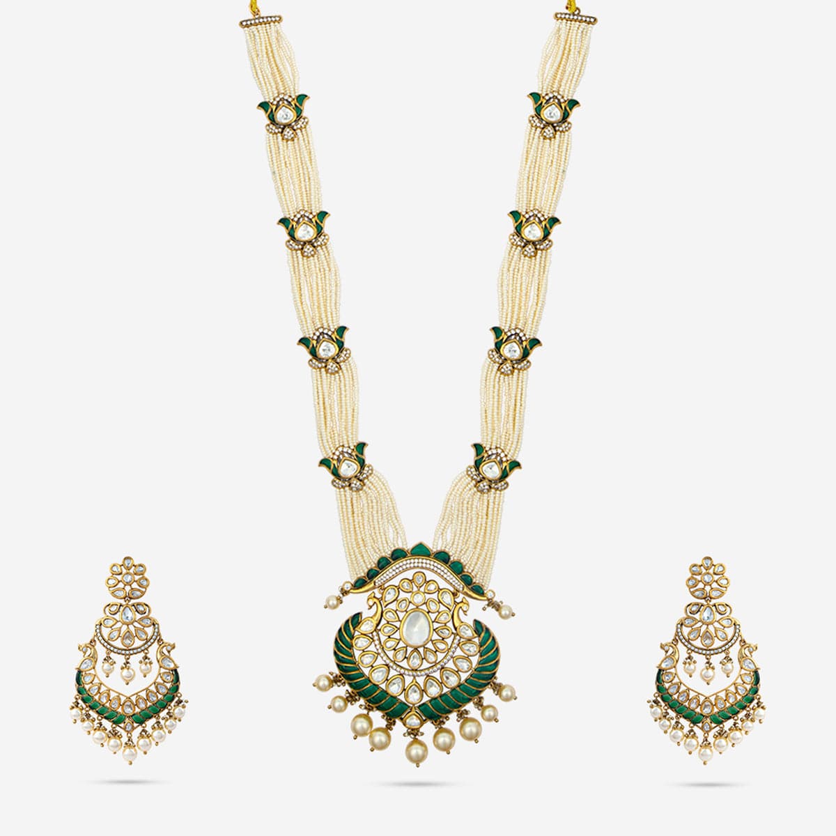 Kundan Polki Necklace Color Green Polish Victorian