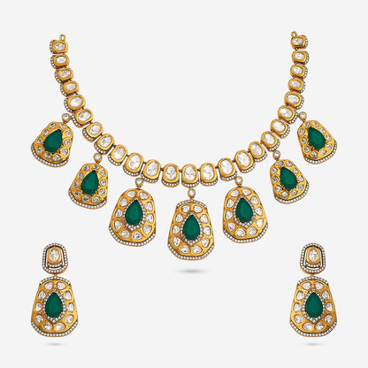 Kundan Polki Necklace Color Green Polish Victorian