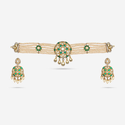 Kundan Polki Necklace Color Green Polish Victorian