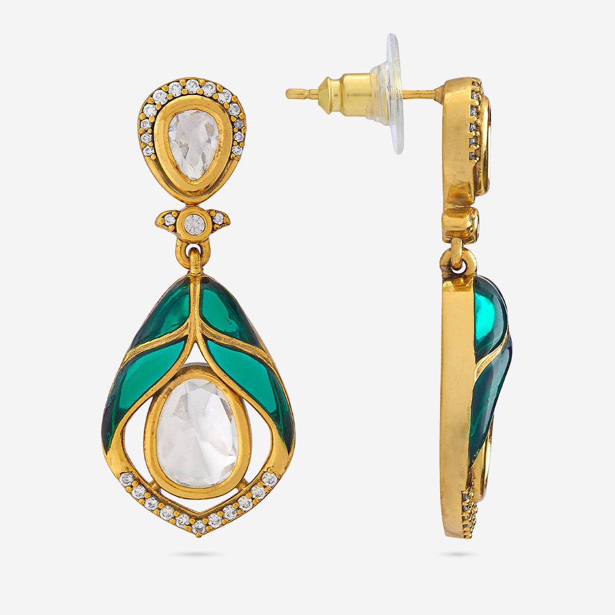 Kundan Polki Necklace Color Green Polish Victorian