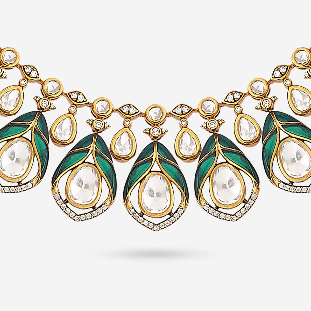 Kundan Polki Necklace Color Green Polish Victorian