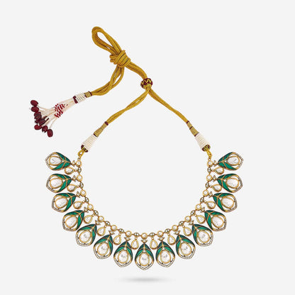 Kundan Polki Necklace Color Green Polish Victorian