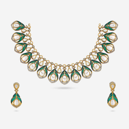 Kundan Polki Necklace Color Green Polish Victorian