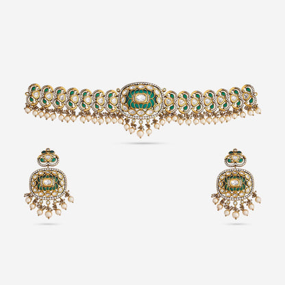 Kundan Polki Necklace Color Green Polish Victorian