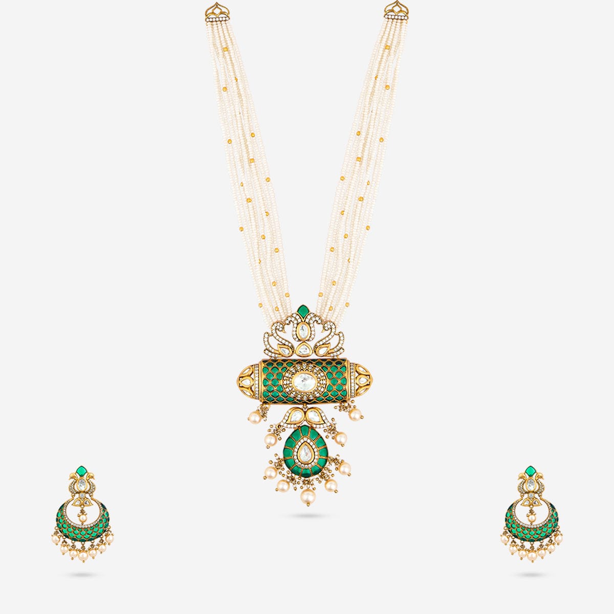 Kundan Polki Necklace Color Green Polish Victorian