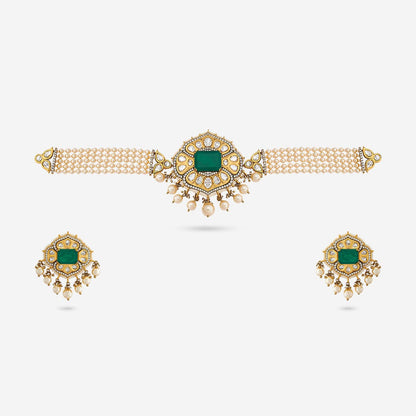 Kundan Polki Necklace Color Green Polish Victorian